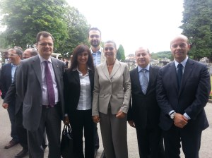 da sinistra: l'On. Fabio Porta, l'On. Laura Garavini, il Presidente della Camera Laura Boldrini, l'On. Mario Caruso ed il Sen. Aldo Di Biagio.